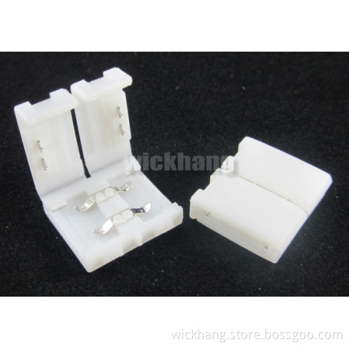 8mm 2pin Solderless Clip-on Coupler Clip Connector for LED Strip Light 3528 Single Color